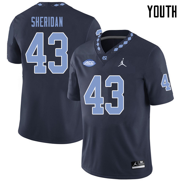 Jordan Brand Youth #43 Hunter Sheridan North Carolina Tar Heels College Football Jerseys Sale-Navy